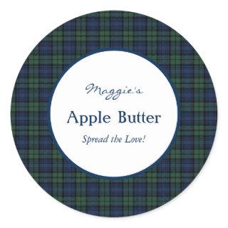Blackwatch Tartan  Plaid Jam Jar Labelsl Classic Round Sticker