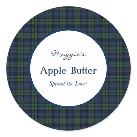 Blackwatch Tartan  Plaid Jam Jar Labelsl Classic Round Sticker