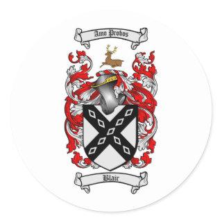 BLAIR FAMILY CREST -  BLAIR COAT OF ARMS CLASSIC ROUND STICKER