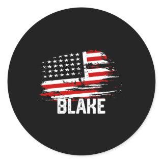 Blake Usa Flag Personalized 4th Of July Blake  Classic Round Sticker