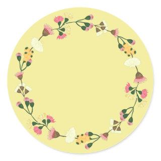 Blank Elegant watercolor floral ornament Classic R Classic Round Sticker