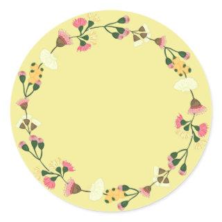 Blank Elegant watercolor floral ornament Classic R Classic Round Sticker