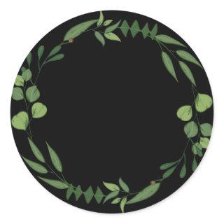 Blank Elegant watercolor leafy ornament Classic Ro Classic Round Sticker