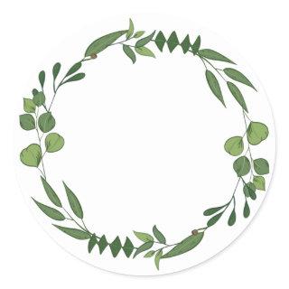 Blank Elegant watercolor leafy ornament Classic Round Sticker