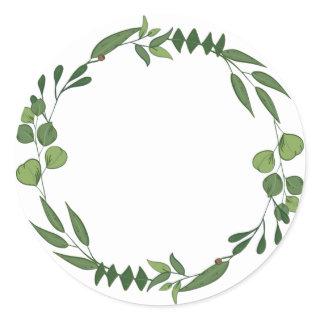 Blank Elegant watercolor leafy ornament Classic Round Sticker