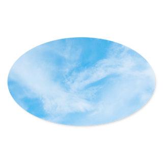 Blank Template Blue Sky Nature White Clouds Oval Sticker