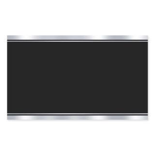 Blank Template Faux Silver Black Add Your Text Rectangular Sticker