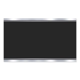 Blank Template Faux Silver Black Add Your Text Rectangular Sticker