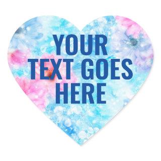 Blank Template Floral Heart Add Your Text Heart Sticker