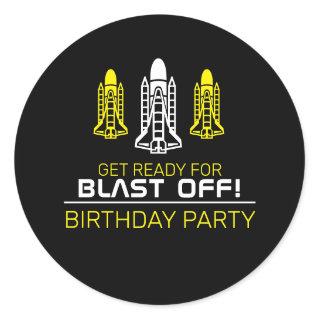 Blast Off! Space Shuttles, Birthday Classic Round Sticker