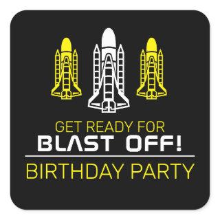 Blast Off! Space Shuttles, Birthday Square Sticker