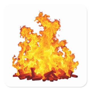 Blazing Fire Square Sticker