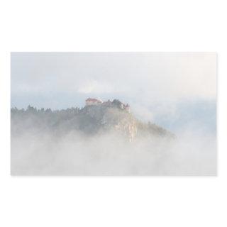 Bled castle surrounded by clouds rectangular sticker