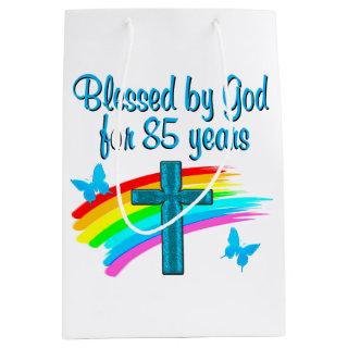 BLESS BY GOD FOR 85 YEARS BLUE CROSS DESIGN MEDIUM GIFT BAG