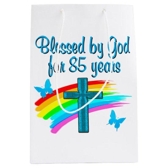 BLESS BY GOD FOR 85 YEARS BLUE CROSS DESIGN MEDIUM GIFT BAG