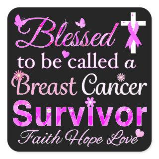 Blessed Breast Cancer Survivor Square Sticker