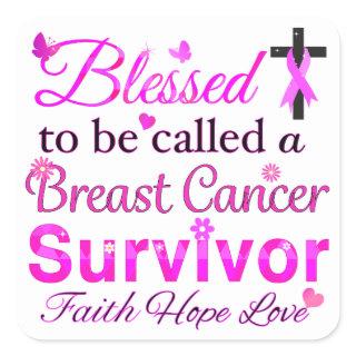 Blessed Breast Cancer Survivor Square Sticker