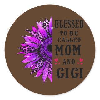 Blessed To Be Called Mom And Gigi Sunflower Cute Classic Round Sticker