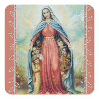 Blessed Virgin Mary with Children Square Sticker