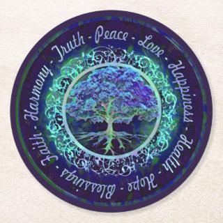 Blessings, Peace, Joy, Love, Happiness, Harmony... Round Paper Coaster