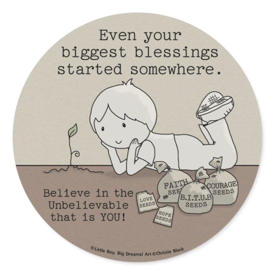 Blessings Started Somewhere Classic Round Sticker