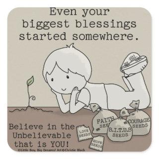 Blessings Started Somewhere Square Sticker