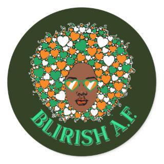 Blirish AF Irish St. Patrick’s Day Natural Afro Classic Round Sticker