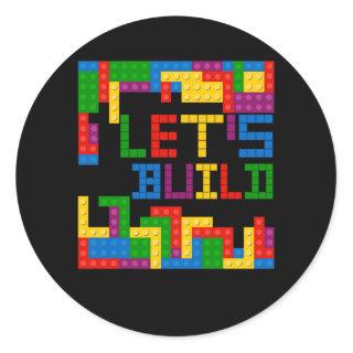 Block Brick Building Let's Build Master Builder Pu Classic Round Sticker