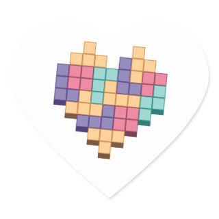 Block Game Heart Retro Style Heart Sticker