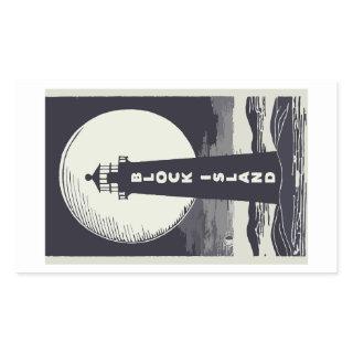 Block Island Lighthouse Rhode Island Moon Rectangular Sticker