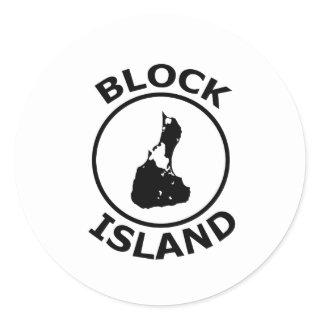 Block Island Shape Inside Circle Classic Round Sticker