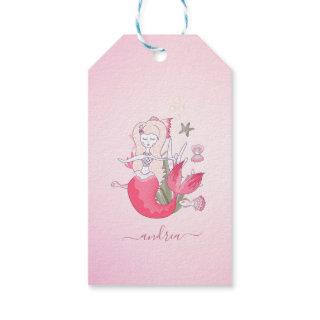 Blond Girl Mermaid Nautical Pink Party Birthday Gift Tags
