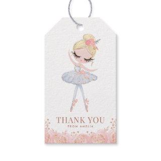 Blonde Girl Ballerina in White Dress Birthday Gift Tags