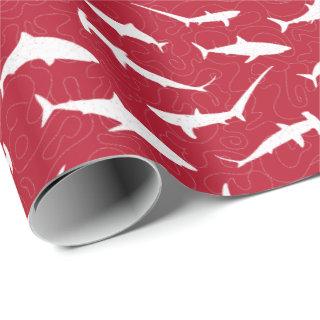 Blood Red and White Shark Print