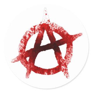 Blood Splatter Anarchy Symbol Classic Round Sticker