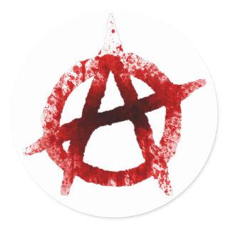 Blood Splatter Anarchy Symbol Classic Round Sticker