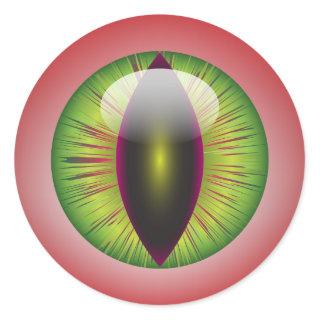 Bloodshot Eyeball Green Iris Slit Pupil Classic Round Sticker