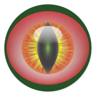 Bloodshot Eyeball Orange Iris Slit Pupil Classic Round Sticker