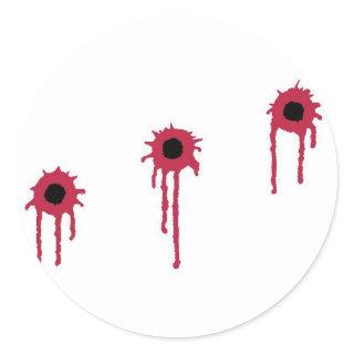 BLOODY BULLET HOLES CLASSIC ROUND STICKER