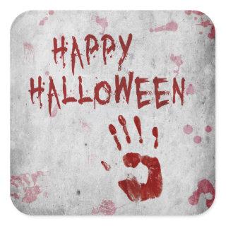 Bloody Handprint Halloween Square Sticker