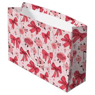Blooming Bows - Floral and Ribbon Pattern Large Gift Bag