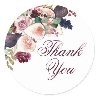 Blooming Figs | Moody Rustic Fruit Thank You Favor Classic Round Sticker