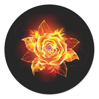 Blooming Fire Rose Classic Round Sticker