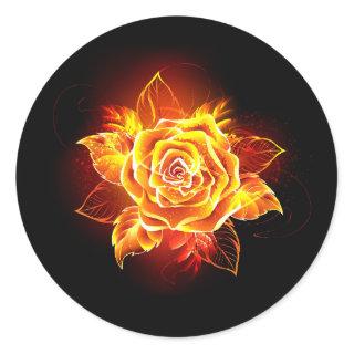 Blooming Fire Rose Classic Round Sticker