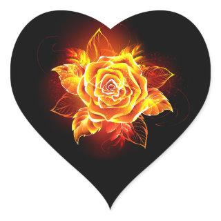 Blooming Fire Rose Heart Sticker