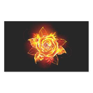 Blooming Fire Rose Rectangular Sticker