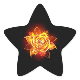Blooming Fire Rose Star Sticker