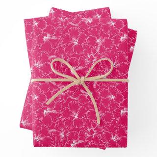 Blooming Hibiscus Flowers on Pink  Sheets