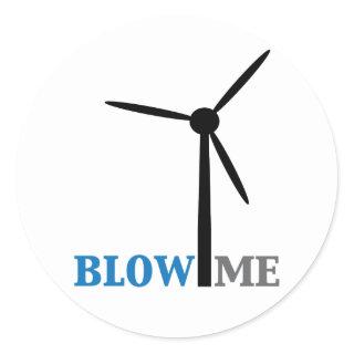 blow me wind turbine classic round sticker