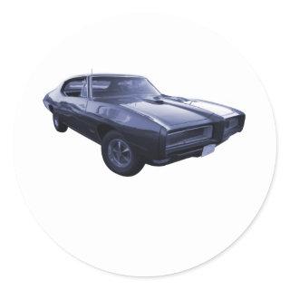 Blue 1968 Pontiac GTO Classic Round Sticker